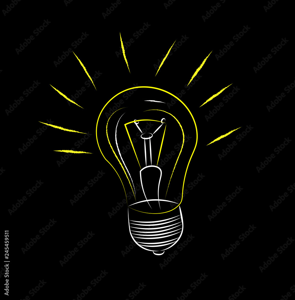 Light bulb on black background. Lamp sign. creative idea. Vector  illustration Stock Vector | Adobe Stock