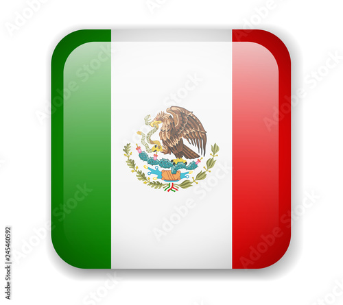 Mexico flag bright square icon on a white background