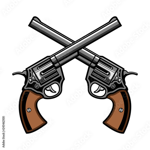 Fotografie, Obraz Two gun revolver cross logo vector illustration