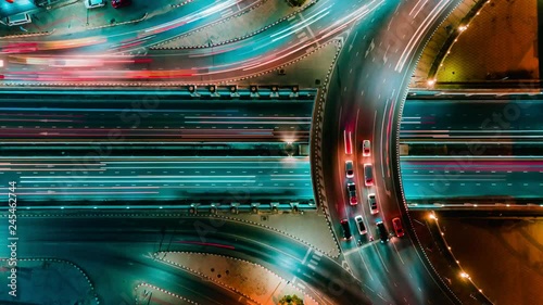 Time lapse expressway top view, Circl Road traffic an important infrastructure in Bangkok Thailand