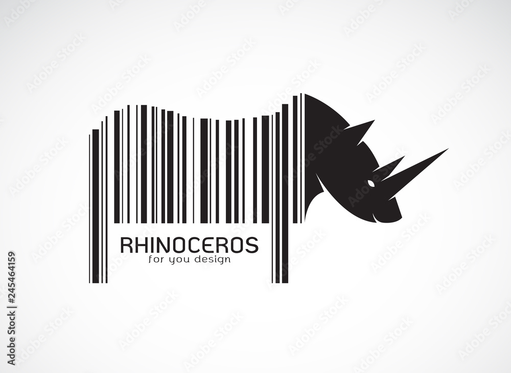 Vector of rhinoceros on the body is a barcode. Wild Animals. Rhino design. Easy editable layered vector illustration. Vector of rhinoceros on the body is a barcode. Wild Animals. Rhino design. Easy editable layered vector illustration.