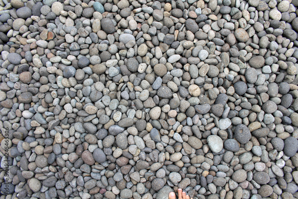 Pebbles, rocks, and stones as natural decoration in the garden Pebbles, rocks, and stones as natural decoration in the garden