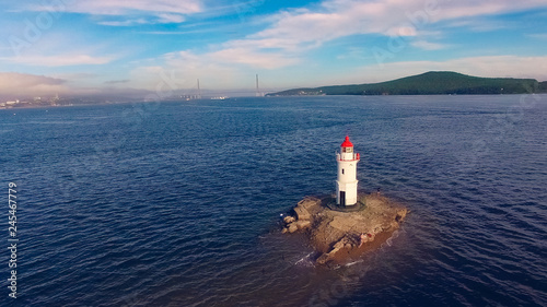 White lighthouse with red roof on Tokarev cat.