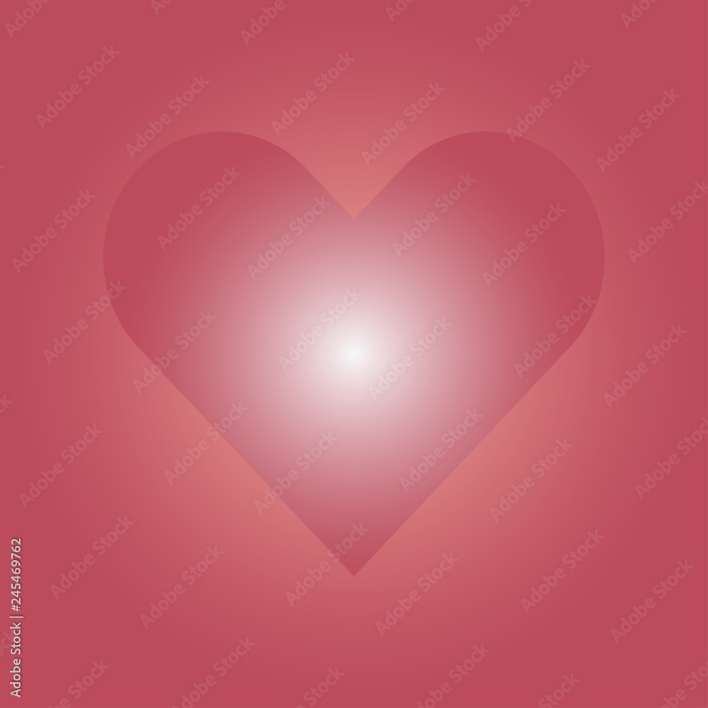 Red heart shape with gradient background. Easy vector design for Valentine's day.