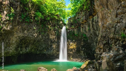 jaein waterfall in the freshness of the summer. Zoom in photo