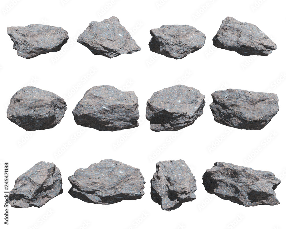Rocks set isolated on white background. Rocks set isolated on white background.