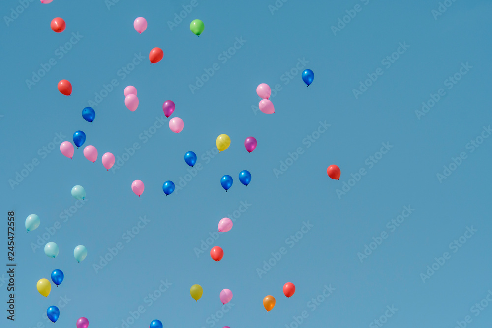 Rubber balloon with blue sky