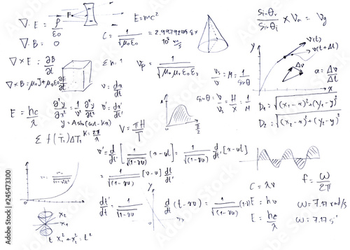 Close up mathematical equations on a sheet of paper