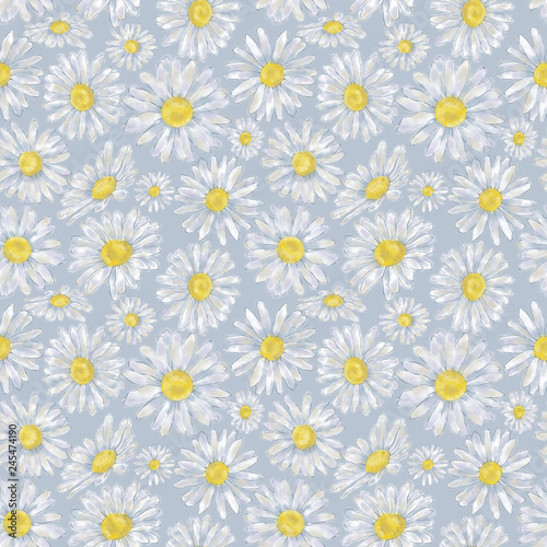 Daisy Seamless Pattern. floral Continuous Design for Background, Wallpaper, Wrapping Paper, and Textile.
