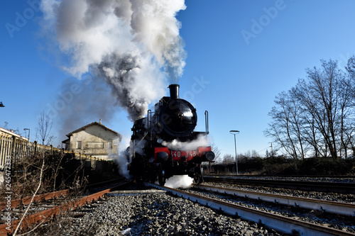 steam train on railway