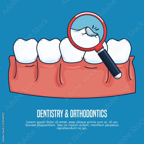 dentistry healthcare treatment with magnifying glass