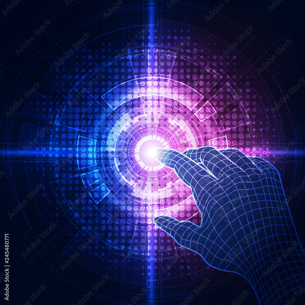Obraz premium Vector, Touch the future,Interface technology, the future of user experience. abstract background illustration