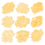 Yellow watercolor set on white background, Vector illustration..