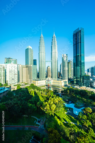 Beautiful architecture building exterior city in kuala lumpur skyline