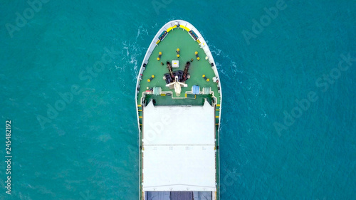 General cargo ship at sea - Aerial image. © STOCKSTUDIO