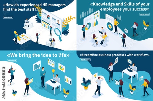 Isometric Set Article for Business Solutions