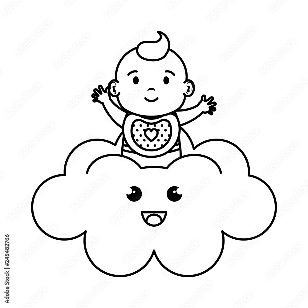 cute and little girl baby in cloud cute and little girl baby in cloud