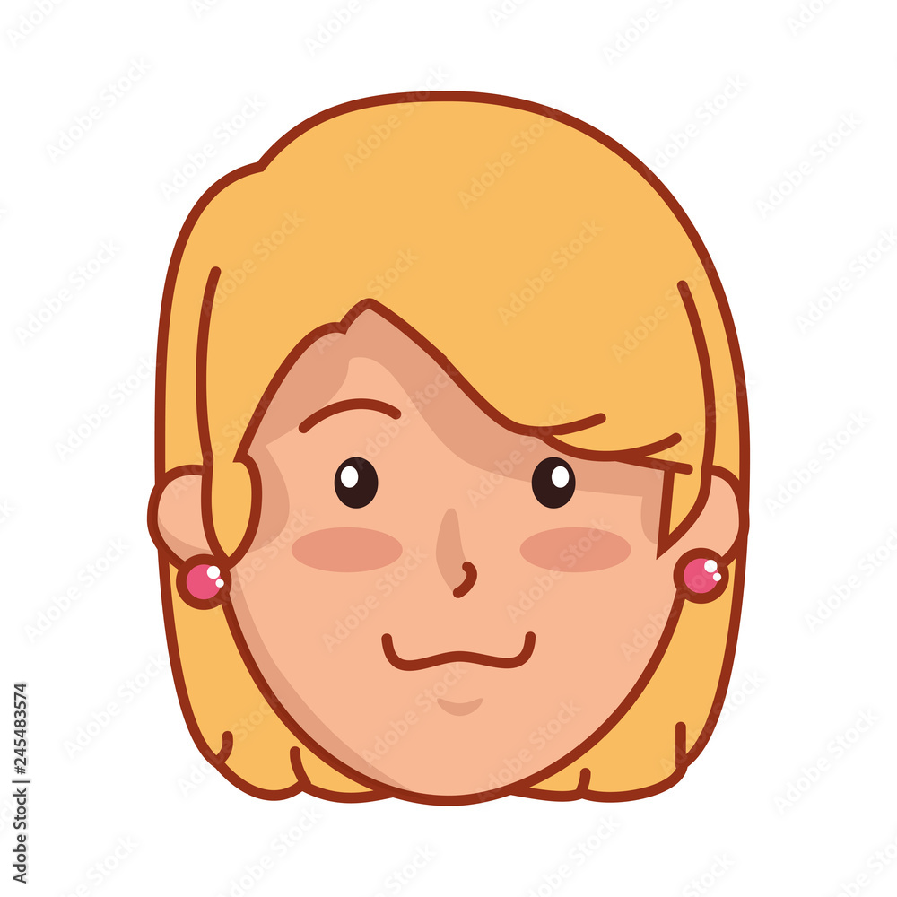 beautiful and young woman head character beautiful and young woman head character