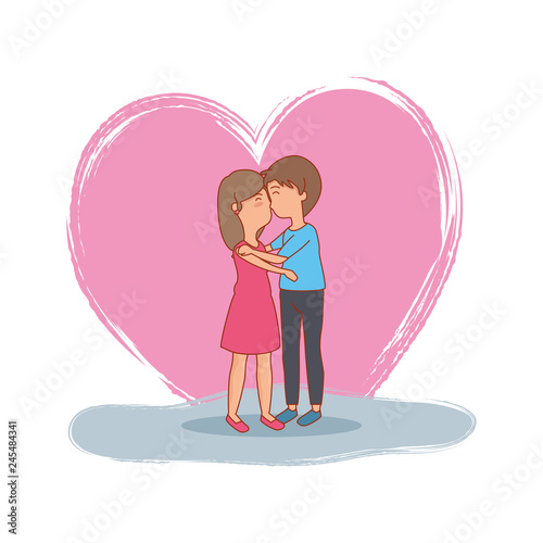 couple lovers kissing characters