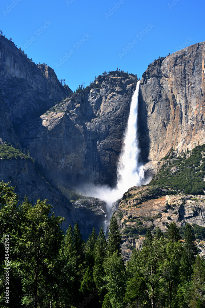 Beautiful waterfall in Yosemite National Park, California, USA