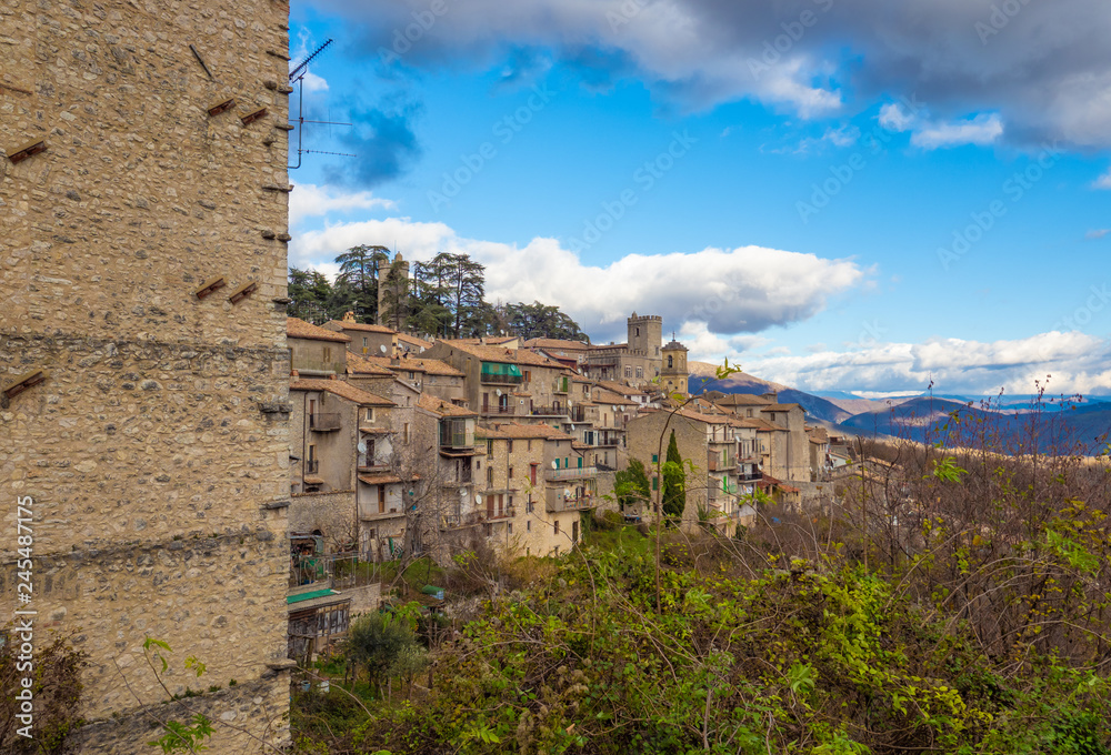 Orvinio (Italy) - A small and charming medieval village of only 387 inhabitants, inserted in the club of the most beautiful villages in Italy; province of Rieti. Here the historical center in stone.