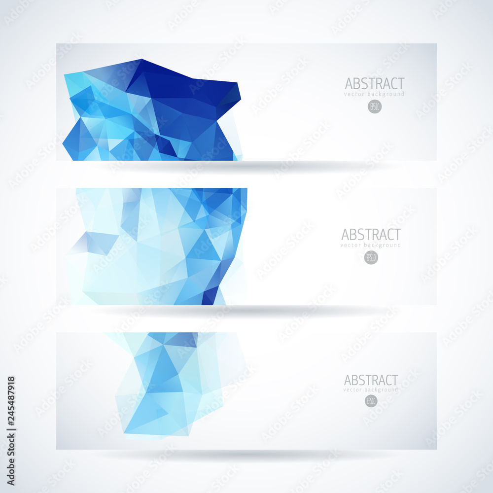 Fototapeta premium Blue abstract triangle background vector design template set of banner, header for website