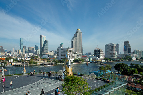 Photography Bangkok, THAILAND - January 1, 2019: View of Chao Phraya river, from The Icon Siam Shopping Center, Attraction and very famous for tourist in Bangkok