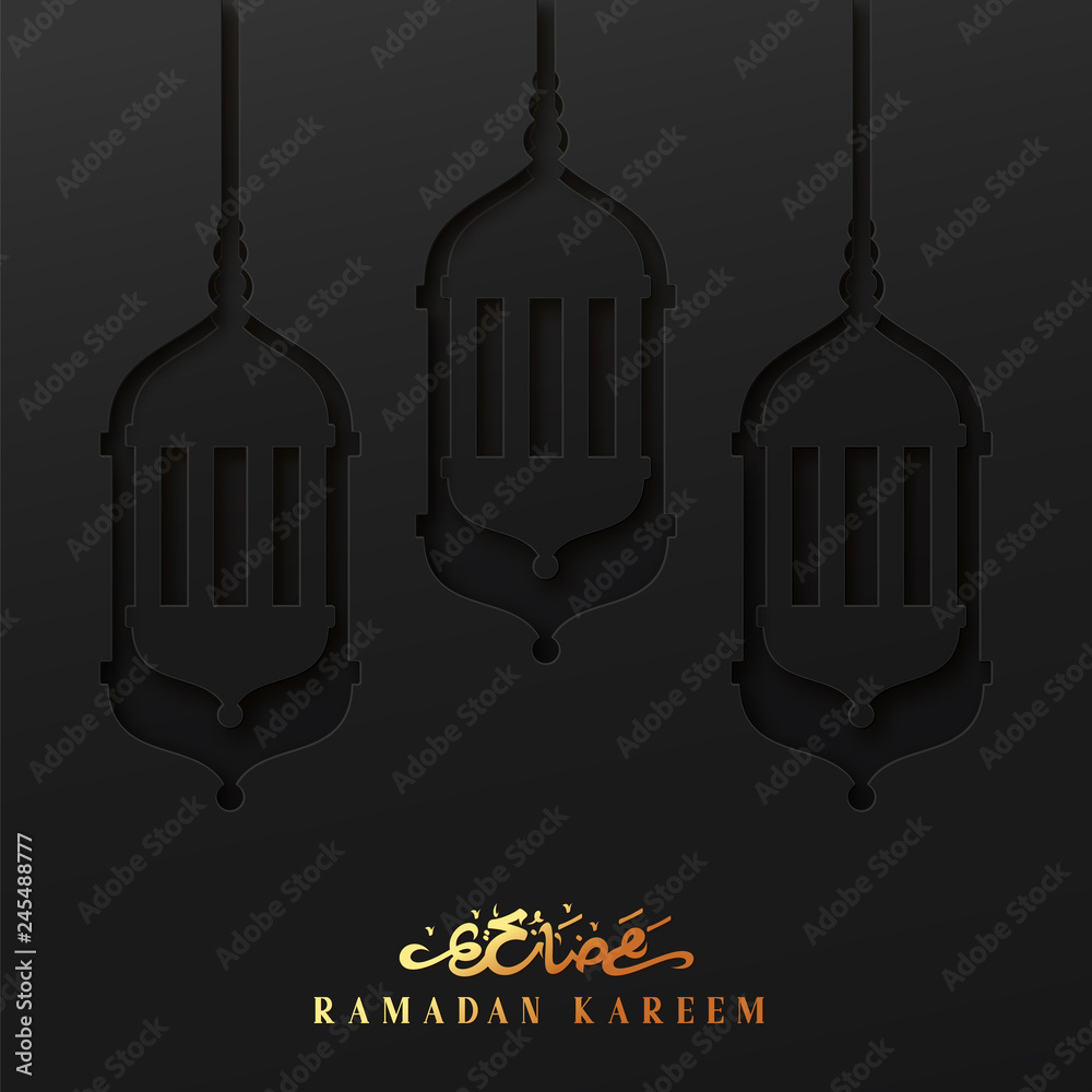 Ramadan vector background. Effect of the cut paper with the embossed Arabic calligraphic text of Ramadan Kareem. Creative design greeting card, banner, poster. Traditional Islamic holy holiday Ramadan vector background. Effect of the cut paper with the embossed Arabic calligraphic text of Ramadan Kareem. Creative design greeting card, banner, poster. Traditional Islamic holy holiday