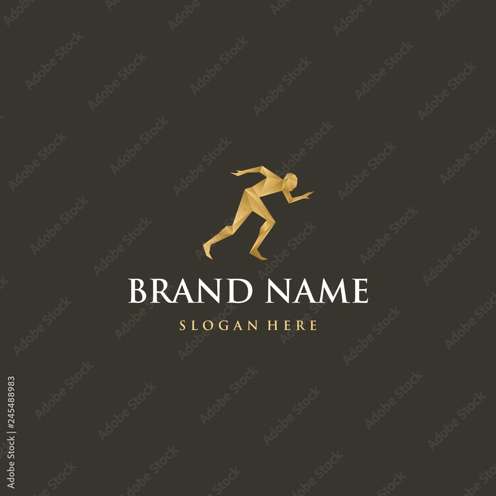 Human Silhouette Gold Polygon Abstract Creative Business Logo Human Silhouette Gold Polygon Abstract Creative Business Logo