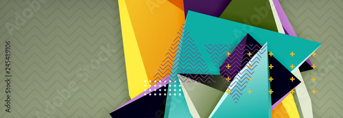 3d triangular shapes geometric background. Origami style pattern with triange shapes for decorative design. Poster design. Line design. Modern presentation template