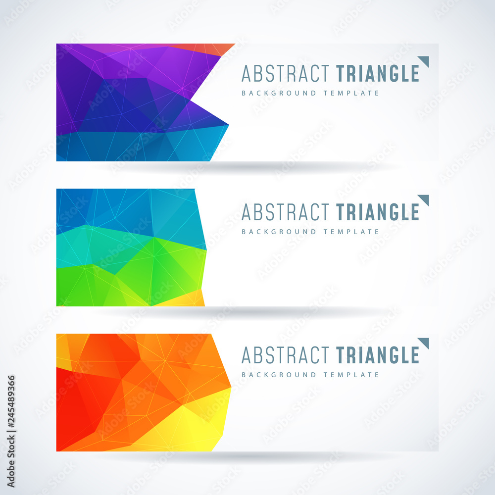 Vector design template set of banner or header with rainbow triangle colorful background