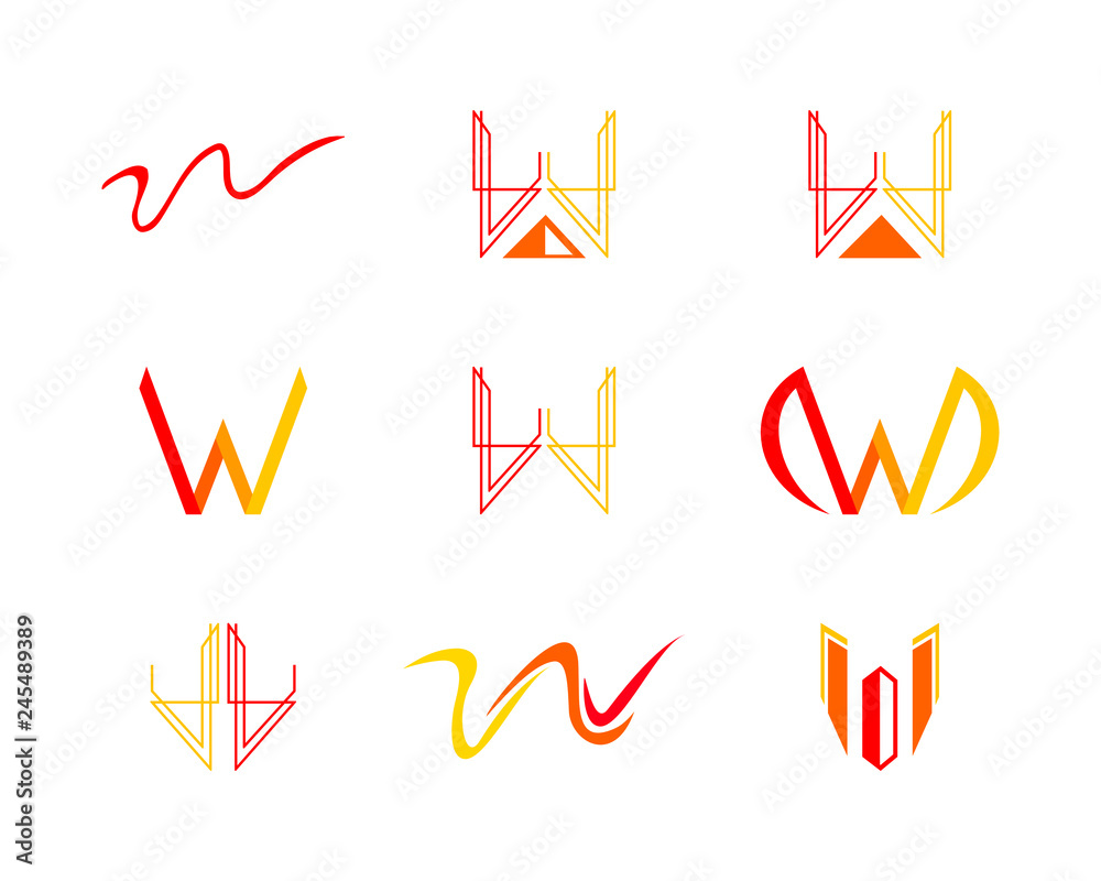 Set of Letter W logo icon design template elements