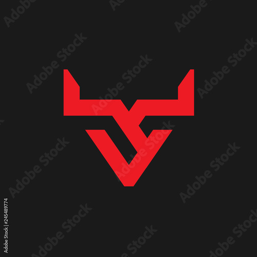 creative strong bull horns line logo vector template