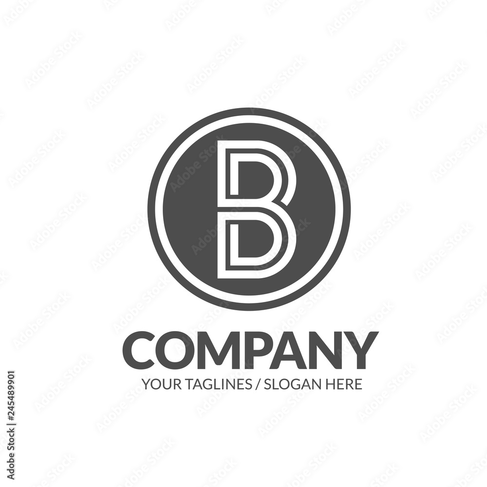 creative initial letter B flat monogram on a circle logo vector creative initial letter B flat monogram on a circle logo vector