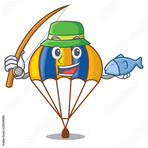 Fishing flying parachute in the mascot sky