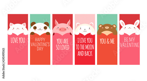 Valentine banner with cute animals