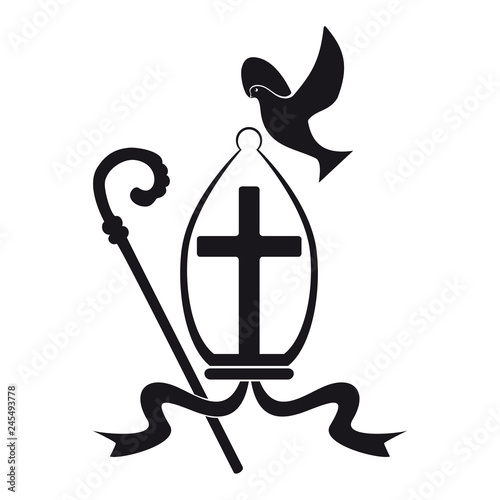 Icona religiosa cristiana nero su sfondo bianco