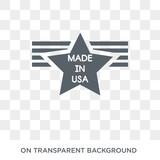 Made in USA icon. Trendy flat vector Made in USA icon on transparent background from United States of America collection. High quality filled Made in USA symbol use for web and mobile