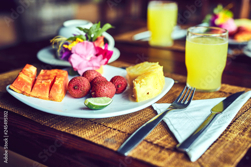 breakfast with exotic fruits