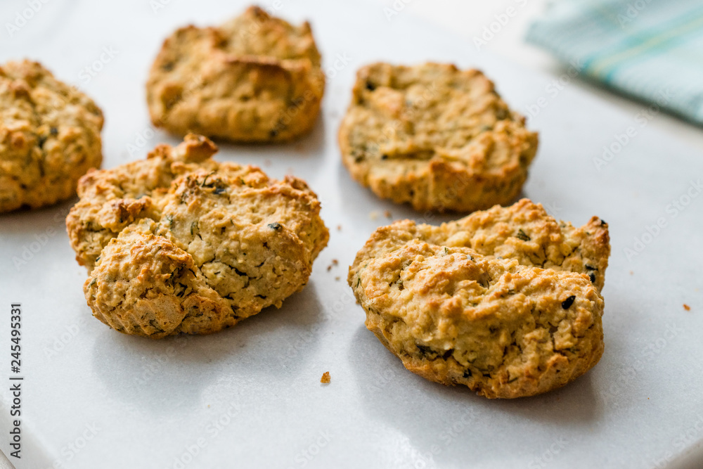 Homemade Salty Yogurt Cookies with Rolled Oats / Salted Pastries on Marble Surface. Homemade Salty Yogurt Cookies with Rolled Oats / Salted Pastries on Marble Surface.