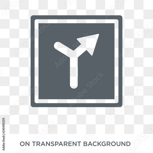 Y intersection sign icon. Trendy flat vector Y intersection sign icon on transparent background from traffic sign collection. High quality filled Y intersection sign symbol use for web and mobile