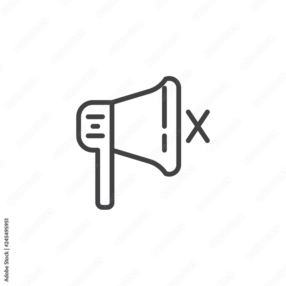 Speaker, mute megaphone line icon. linear style sign for mobile concept and web design. No Advertising outline vector icon. Symbol, logo illustration. Pixel perfect vector graphics Speaker, mute megaphone line icon. linear style sign for mobile concept and web design. No Advertising outline vector icon. Symbol, logo illustration. Pixel perfect vector graphics