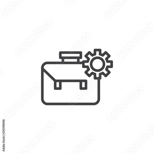 Business planning line icon. linear style sign for mobile concept and web design. Briefcase and gear outline vector icon. Symbol, logo illustration. Pixel perfect vector graphics