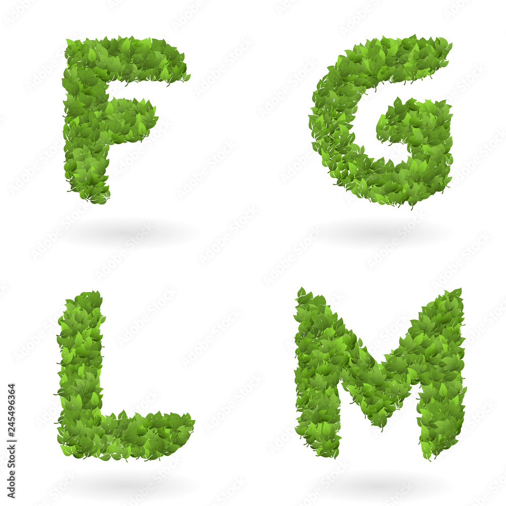 letter of vector nature green eco leaves letter of vector nature green eco leaves
