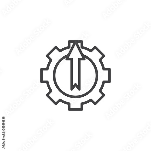 Gear with arrow up line icon. linear style sign for mobile concept and web design. Industrial business progress arrow outline vector icon. Symbol, logo illustration. Pixel perfect vector graphics