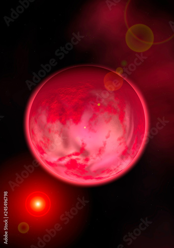 Fototapeta Naklejka Na Ścianę i Meble -  Digital recreation of a planet and star in outer space