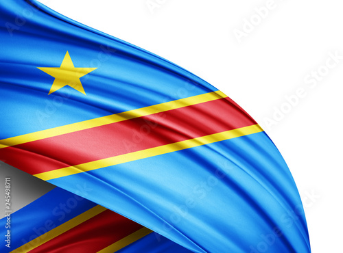 Democratic Republic of the Congo flag of silk with copyspace for your text or images and white background -3D illustration