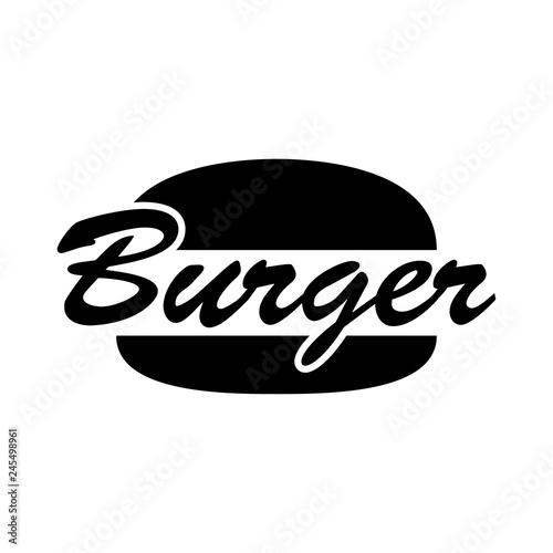Logotipo abstracto con texto Burger con pan de hamburguesa en color negro