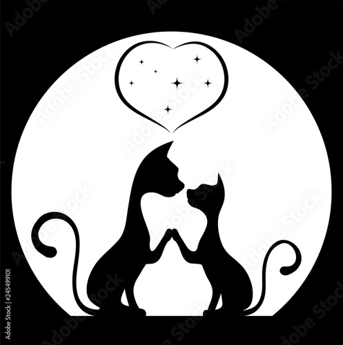 Romantic meeting of cats vector illustration.