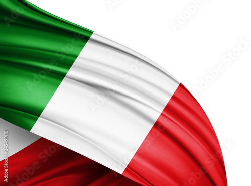 Italy flag of silk with copyspace for your text or images and white background-3D illustration photo